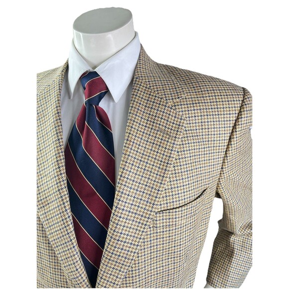 Roundtree & Yorke Men 42R Blazer Houndstooth Sports Coat Wool Linen & Silk Blend - Picture 2 of 13